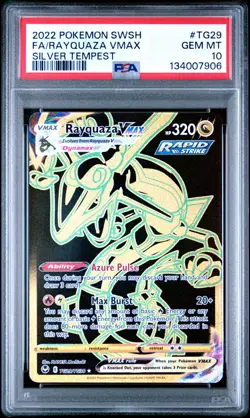 2022 POKEMON SWORD & SHIELD SILVER TEMPEST #TG29 FULL ART/RAYQUAZA VMAX PSA 10 - Image 1