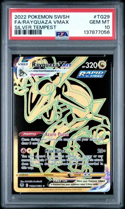2022 POKEMON SWORD & SHIELD SILVER TEMPEST #TG29 FULL ART/RAYQUAZA VMAX PSA 10 - Image 1