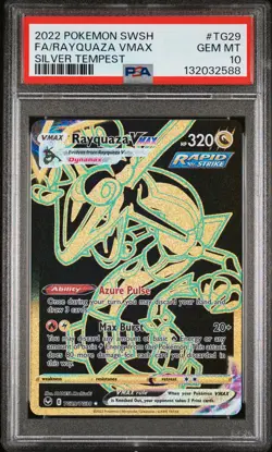 2022 POKEMON SWORD & SHIELD SILVER TEMPEST #TG29 FULL ART/RAYQUAZA VMAX PSA 10 - Image 1