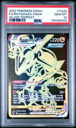 2022 POKEMON SWORD & SHIELD SILVER TEMPEST #TG29 FULL ART/RAYQUAZA VMAX PSA 10 - Image 1