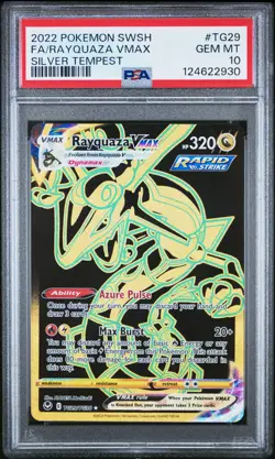 2022 POKEMON SWORD & SHIELD SILVER TEMPEST #TG29 FULL ART/RAYQUAZA VMAX PSA 10 - Image 1