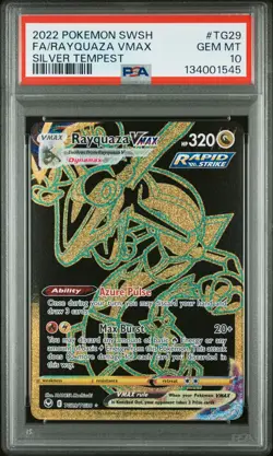 2022 POKEMON SWORD & SHIELD SILVER TEMPEST #TG29 FULL ART/RAYQUAZA VMAX PSA 10 - Image 1