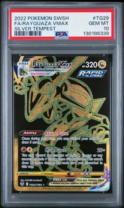 2022 POKEMON SWORD & SHIELD SILVER TEMPEST #TG29 FULL ART/RAYQUAZA VMAX PSA 10 - Image 1