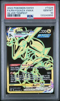 2022 POKEMON SWORD & SHIELD SILVER TEMPEST #TG29 FULL ART/RAYQUAZA VMAX PSA 10 - Image 1