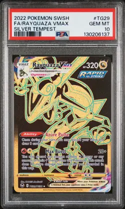 2022 POKEMON SWORD & SHIELD SILVER TEMPEST #TG29 FULL ART/RAYQUAZA VMAX PSA 10 - Image 1