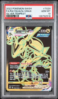 2022 POKEMON SWORD & SHIELD SILVER TEMPEST #TG29 FULL ART/RAYQUAZA VMAX PSA 10 - Image 1