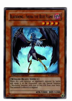 Yugioh- 1X Blackwing - Shura the Blue Flame - Super Rare - Lim - RGBT-ENPP2 - NM - Image 1