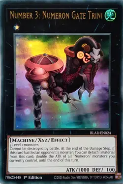 BLAR-EN024 NUMBER 3: NUMERON GATE TRINI ULTRA RARE 1ST EDITION YuGiOh CARD - Image 1