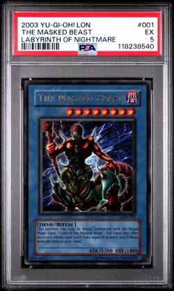 The Masked Beast LON-001 Ultra Rare Unlimited FOIL SHIFT ERROR Yugioh PSA 5 *540 - Image 1