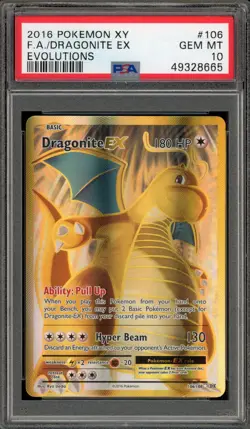 Pokemon Dragonite EX XY Evolutions Full Art #106 PSA 10 Gem Mint - Image 1
