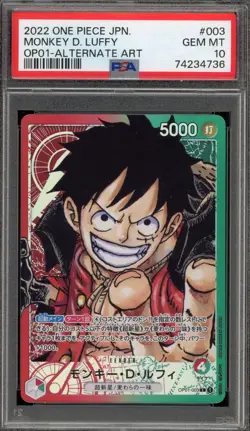 One Piece CCG Monkey.D.Luffy Japanese Alternate Art OP01-003 PSA 10 Gem Mint - Image 1