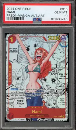 One Piece CCG Nami PRB01 Manga Alternate Art OP01-016 PSA 10 Gem Mint - Image 1