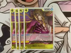 ONE PIECE TCG: Basil Hawkins OP10-109 Rare x4 Playset Royal Blood English NM - Image 1