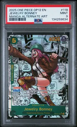 2025 One Piece OP 12 EN Jewelry Bonney Manga #118 OP12-118 Alternate Art PSA 9 - Image 1