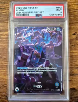 2025 ONE PIECE ENGLISH VERSION 2ND ANNIVERSARY SET #042 BUGGY PSA 9 - Image 1