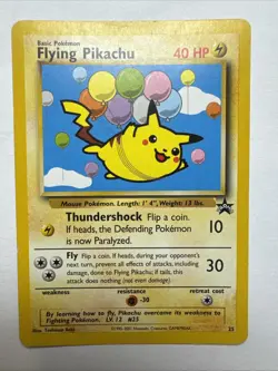 Pokemon TCG Flying Pikachu Card Black Star Promo, Regular Card 25/53 WOTC - Image 1