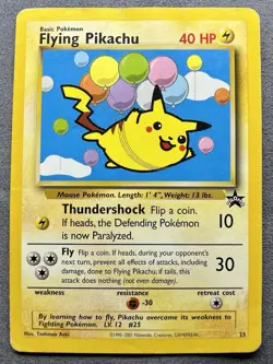 Pokemon TCG Flying Pikachu #25 WOTC Black Star Promo HP - Image 1