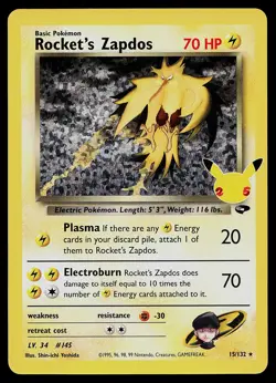Pokemon Card - Rocket's Zapdos Celebrations Classic Collection 15/132 Holo - Image 1