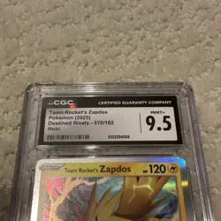 CGC Mint 9.5 Team Rocket’s Zapdos 070/182 Holo Rare Pokemon TCG Card Graded - Image 2
