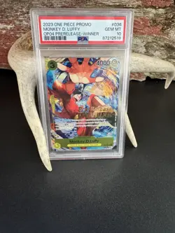 Monkey D. Luffy Winner P-036 OP04 Pre-Release Promo One Piece Card PSA 10 - Image 1