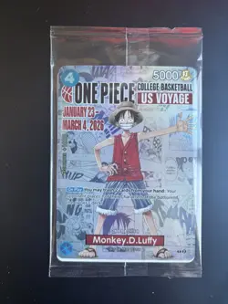 Bandai Namco ONE PIECE Card Game US Voyage Monkey D. Luffy College Basketball. - Image 1