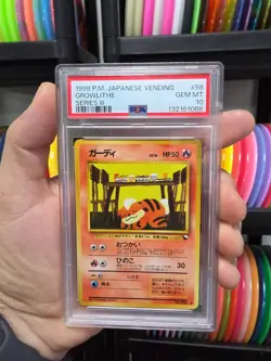 Pokemon 1998 Growlithe Japanese Vending Series III #58 PSA 10 Gem Mint Tcg Card - Image 1