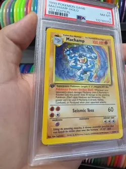 1999 Pokemon Machamp Holo 1st Edition Card #8 PSA 8 NM-MT Tcg Card Base - Image 2