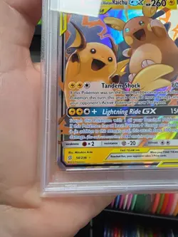 PSA 9 Mint Pokemon Raichu Alolan Raichu GX 54 Unified Minds Tag Team Tcg Card - Image 3