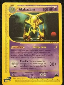 Pokemon TCG Alakazam Rare Skyridge 002/144 Non-Holo Card Near Mint Condition - Image 2