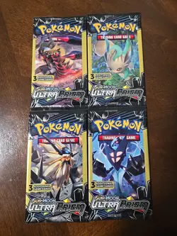 Pokemon Sun & Moon Ultra Prism 3 Card Mini Booster Packs 4 Packs - Image 1