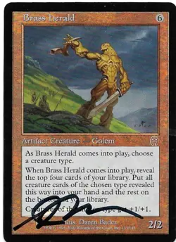 MTG M:tG APOCALYPSE Brass Herald FOIL - SIGNED by Daren Bader! - Image 1