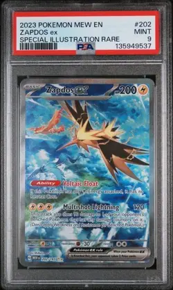 2023 POKEMON MEW EN-151 #202 ZAPDOS ex SPECIAL ILLUSTRATION RARE PSA 9 202/165 - Image 1