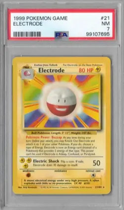 1999 Pokemon Basic Unlimited, #21, Electrode, PSA 7, NM, Rare - Image 1