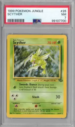 1999 Pokemon Jungle, #26, Scyther, PSA 7, NM, Rare - Image 1