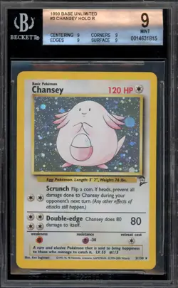Pokemon Chansey Base Set 2 Holo Rare #3 BGS 9 Mint - Image 1
