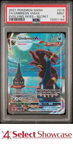 2021 POKEMON SWSH EVOLVING SKIES SECRET #215 FULL ART UMBREON VMAX PSA 9 - Image 1