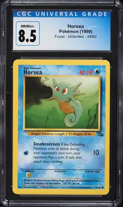 1999 Pokemon Fossil Horsea #49 CGC 8.5 - Image 1
