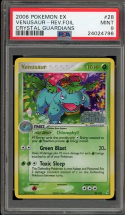 Pokemon Venusaur EX Crystal Guardians Reverse Holo Rare #28 PSA 9 Mint - Image 1