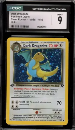Pokemon Dark Dragonite Team Rocket 1st Edition Holo Rare #5 CGC 9 Mint - Image 1