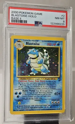 2000 Pokemon Base Set 2 BLASTOISE HOLO with Swirls # 2 PSA - 8 - Image 2