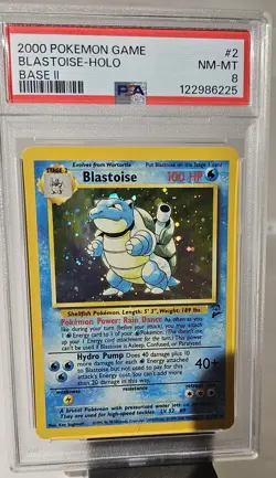 2000 Pokemon Base Set 2 BLASTOISE HOLO with Swirls # 2 PSA - 8 - Image 3