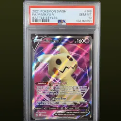 2021 POKEMON SWORD & SHIELD BATTLE STYLES 148 FULL ART/MIMIKYU V PSA 10 - Image 1