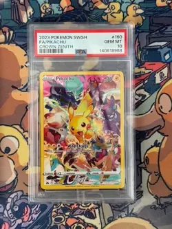 Pokemon Pikachu Crown Zenith Secret Rare Full Art #160 PSA 10 Gem Mint - Image 1