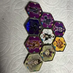 Yu-Gi-Oh! Vintage Takahashi Metal Medallions Hexors Coins Tags Lot of 9 Tokens - Image 1