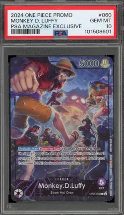 One Piece CCG Monkey.D.Luffy PSA Magazine Exclusive Promo OP05-060 PSA 10 - Image 1