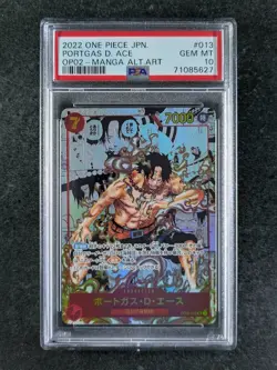 2022 One Piece MANGA PORTGAS D. ACE OP02-013 Paramount War Alt Art SR JPN PSA 10 - Image 1