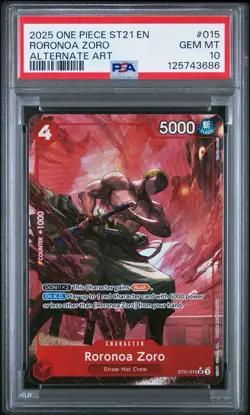 PSA 10 2025 One Piece Starter Deck ST21-015 Roronoa Zoro Alternate Art - Image 1