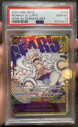 2023 One Piece CCG - Monkey D. Luffy OP05-119 SEC Alt Art - PSA 10 Gear 5 - Image 1