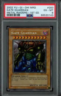 Yugioh Gate Guardian 1st Edition MRD-000 PSA 6 EX MINT Metal Raiders Secret Rare - Image 1