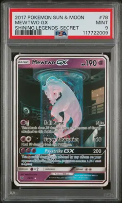 2017 POKEMON SUN & MOON SHINING LEGENDS SECRET #78 MEWTWO GX PSA 9 - Image 1